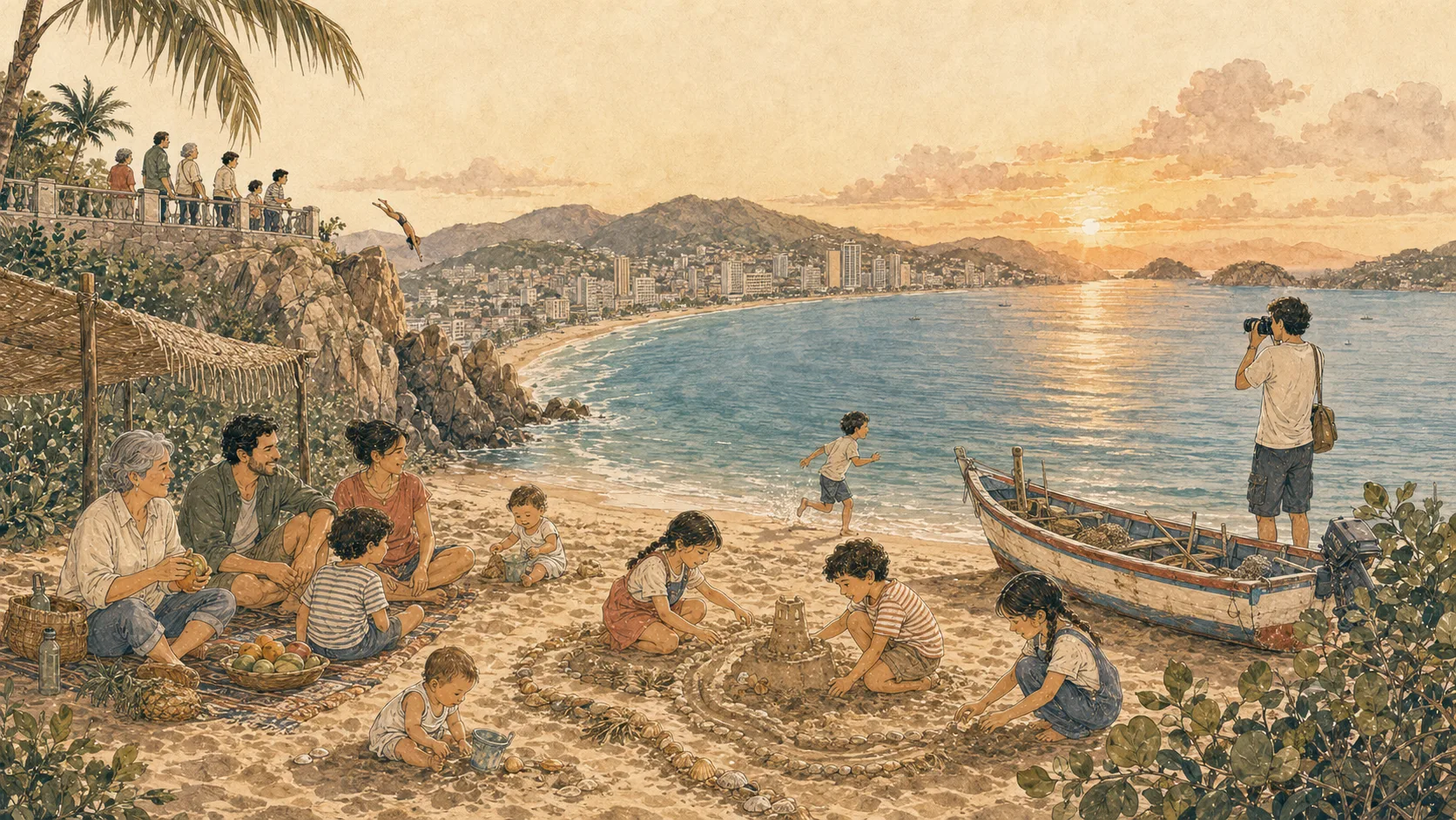 Ilustración editorial de Acapulco